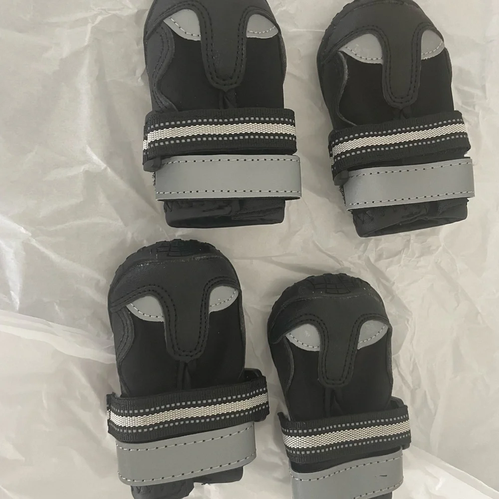 Black Dog Boots with Reflective Straps